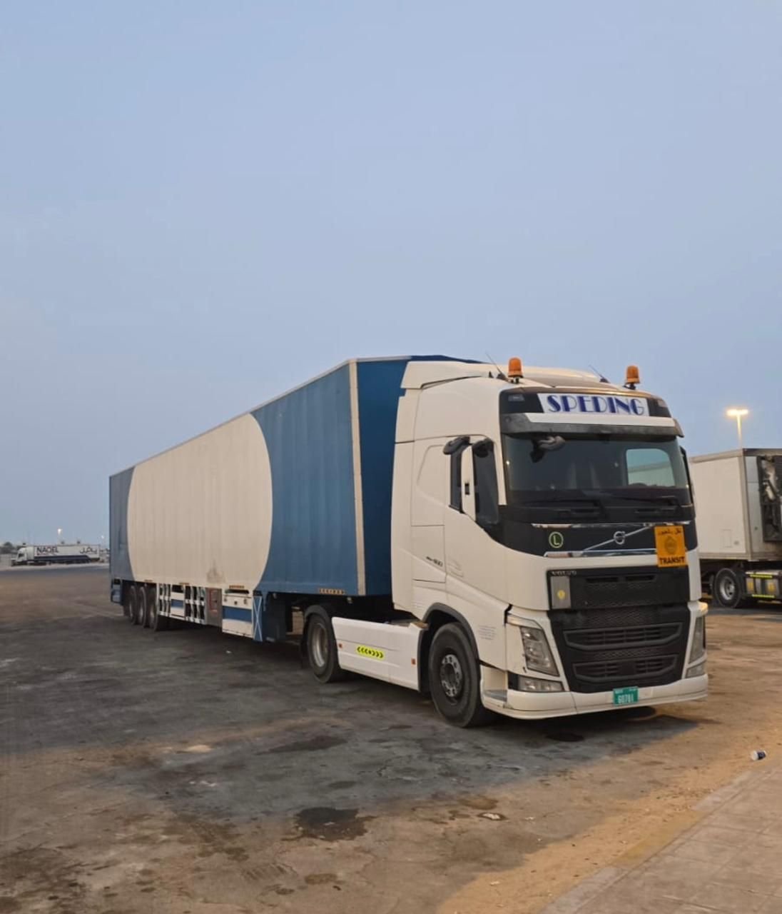 Trailer truck at dusk